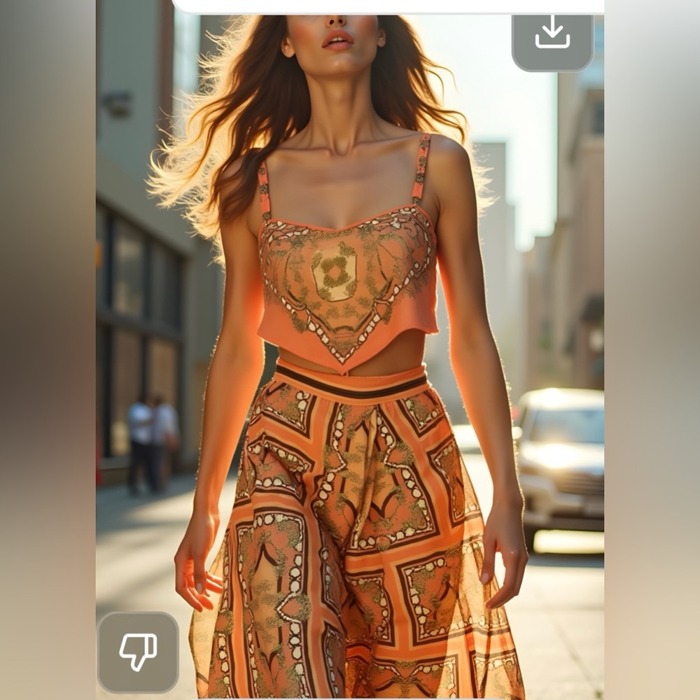 NWOT Rachel Zoe Pink and Orange Geometric two piece set - Picture 2 of 16